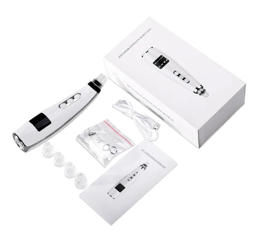 Black electric blackhead suction instrument with USB power, 5-gear suction, 450mAh battery, 133g, 173x44x40mm