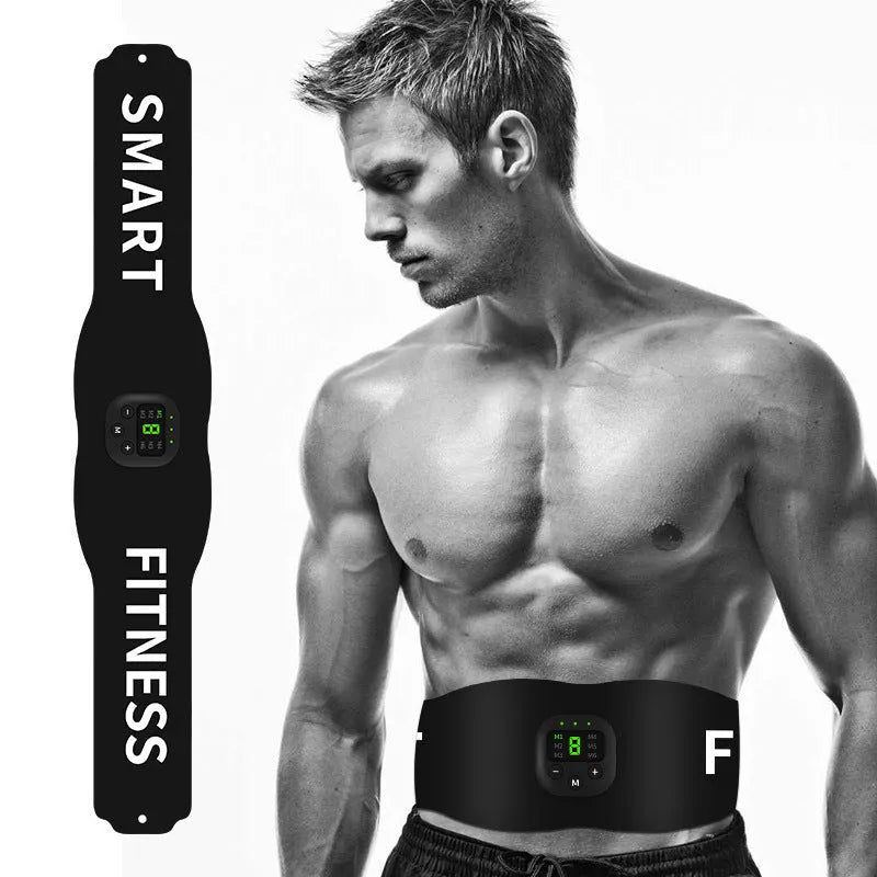 Anmeier FS88 black EMS muscle stimulator belt with LED display on a flat surface