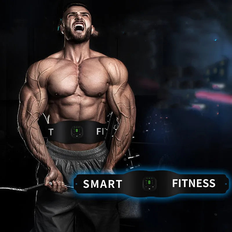 Anmeier FS88 black EMS muscle stimulator belt with LED display on a flat surface