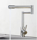Silver stainless steel kitchen mixer tap with rotating spout and lift handle