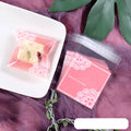 Pink self-adhesive plastic packaging bag for handmade soap measuring 7x7+3cm