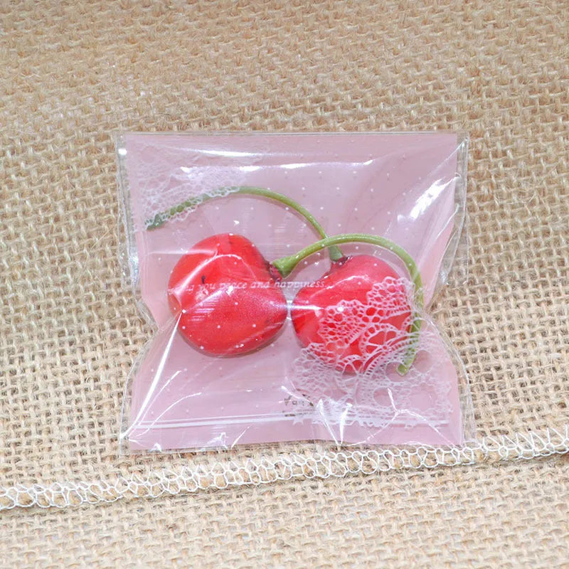 Pink self-adhesive plastic packaging bag for handmade soap measuring 7x7+3cm
