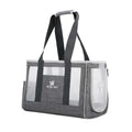 Pet carrier backpack in grey Oxford cloth with breathable mesh panels, large capacity for small dogs or cats