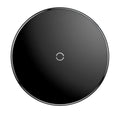 Ultra-thin glass transparent wireless charger in black, white, or transparent with 2100mA charging current.