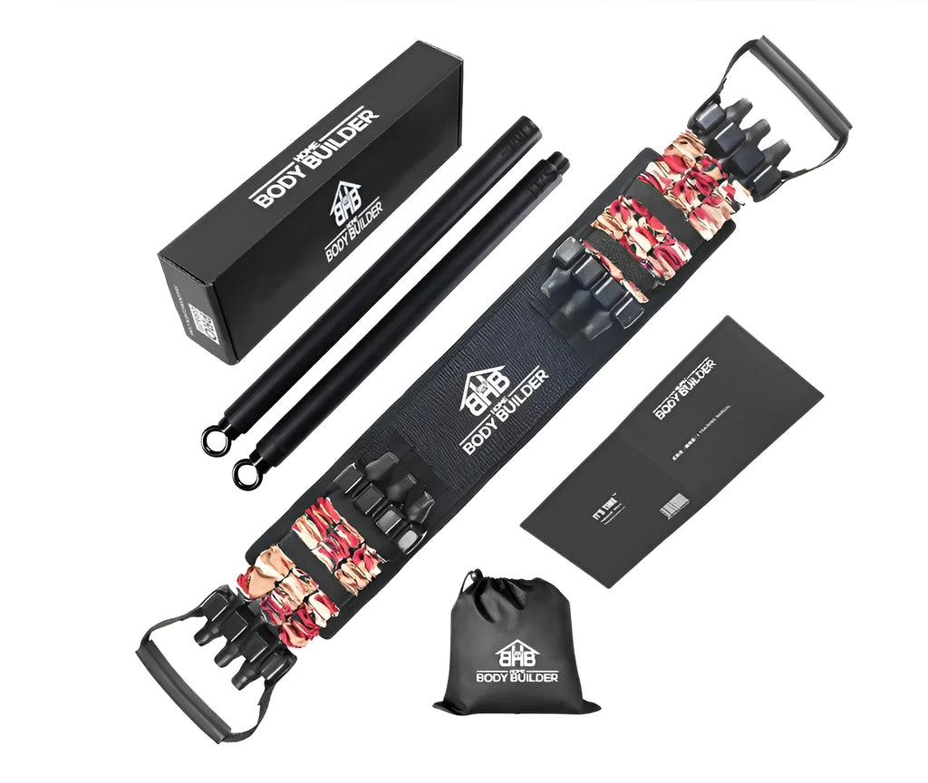 Bench press stretcher chest expander elastic belt with three-level resistance in camouflage colour