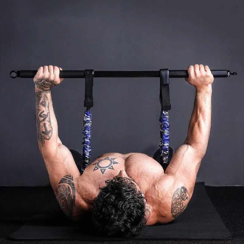 Bench press stretcher chest expander elastic belt with three-level resistance in camouflage colour