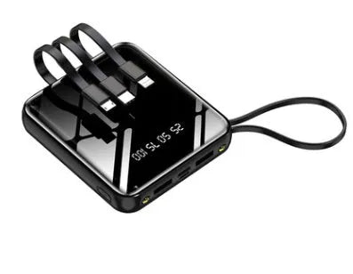 20000mAh power bank with digital display and four integrated charging cables