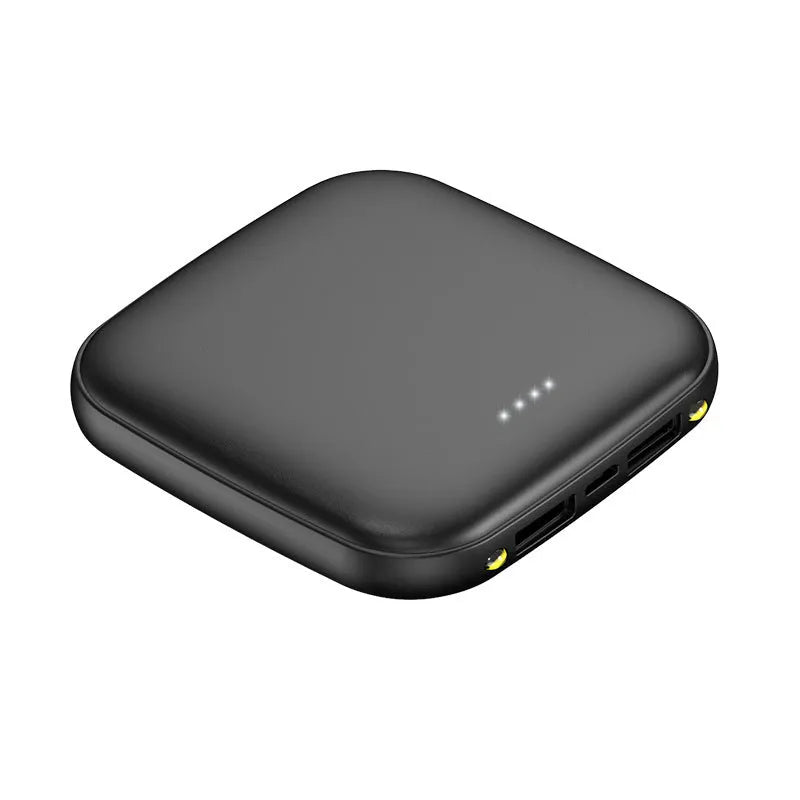 Compact square 20000mAh power bank with LED flashlight in plastic housing