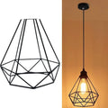 Black Nordic retro style iron hanging chandelier with LED light for living room