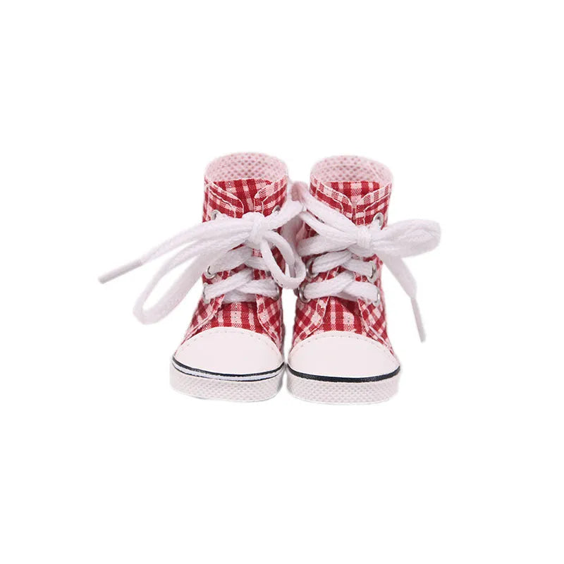 American Girl doll cloth boots for 18-inch dolls, colour option A, front view