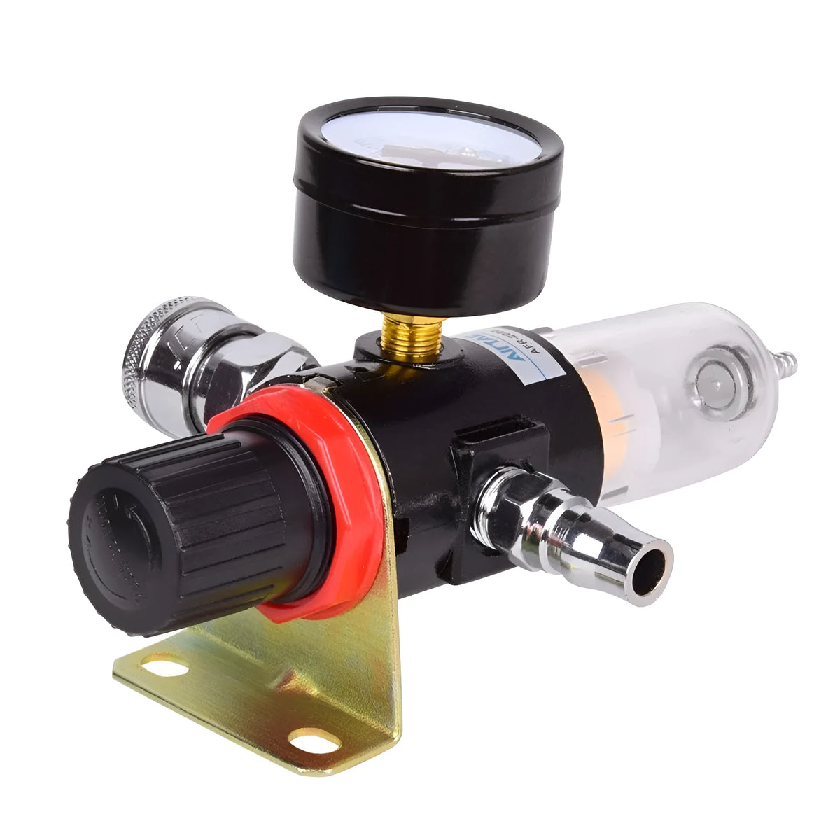 Air compressor filter regulator with moisture separator and pressure gauge for pneumatic tools