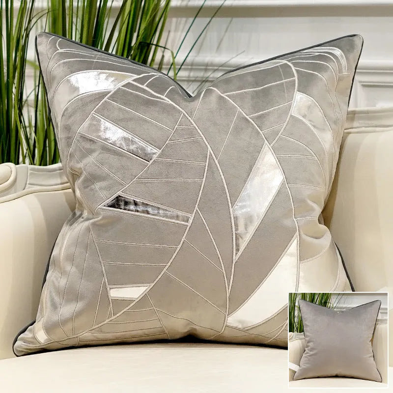 Embroidered plush throw pillow on modern light luxury sofa, 45x45cm or 50x50cm, with PP cotton filling