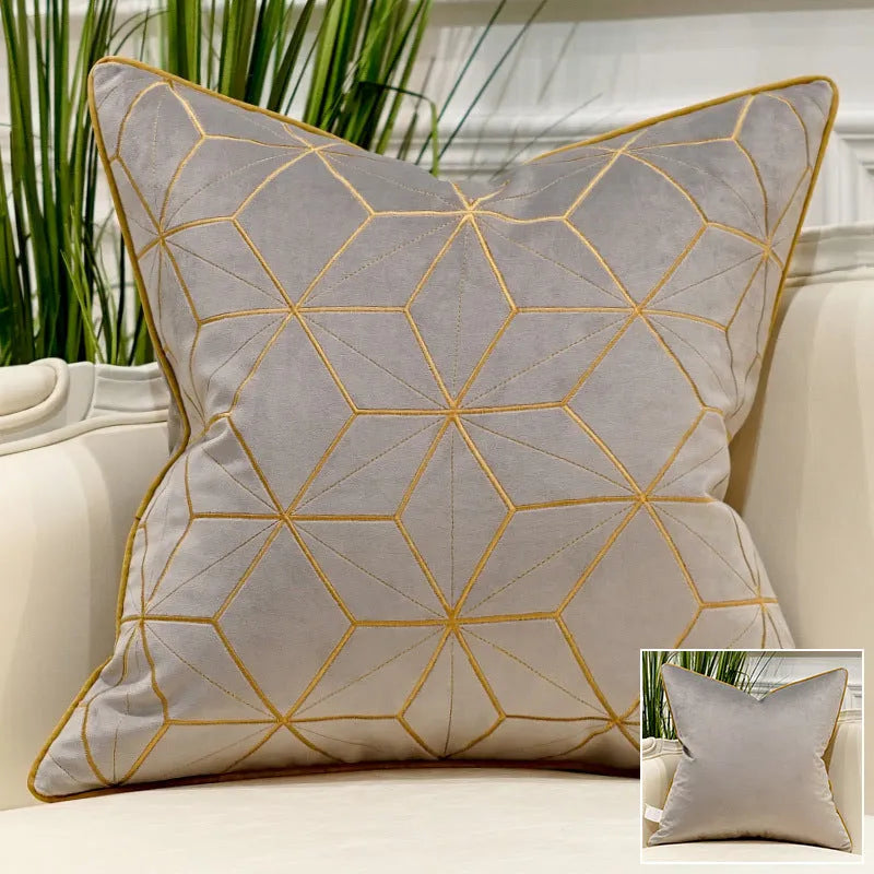 Embroidered plush throw pillow on modern light luxury sofa, 45x45cm or 50x50cm, with PP cotton filling