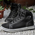 Motorcycle riding short boots in black and grey colours showing casual design with breathable construction