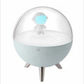 USB-powered cartoon night light with plastic shade showing blue or white LED illumination options
