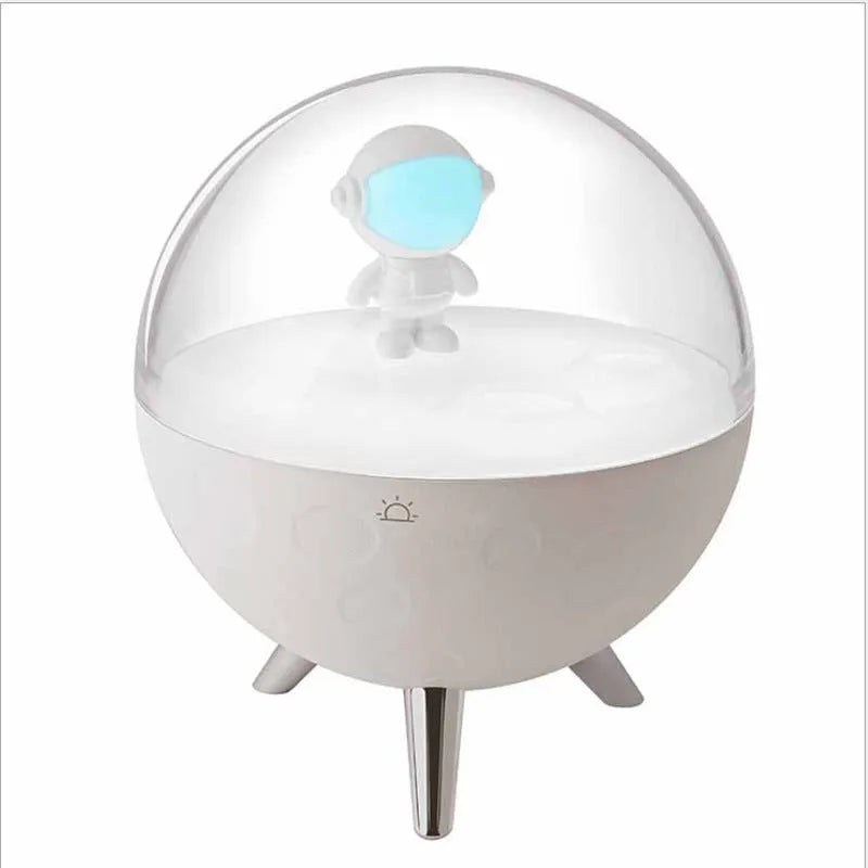 USB-powered cartoon night light with plastic shade showing blue or white LED illumination options