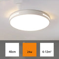 Round white LED ceiling lamp with acrylic shade and remote control for bedroom lighting