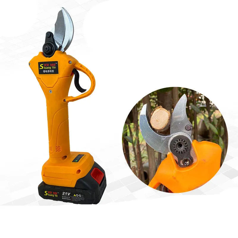 Double Silver SY350 handheld electric garden scissors with lithium batteries for fruit tree branch pruning