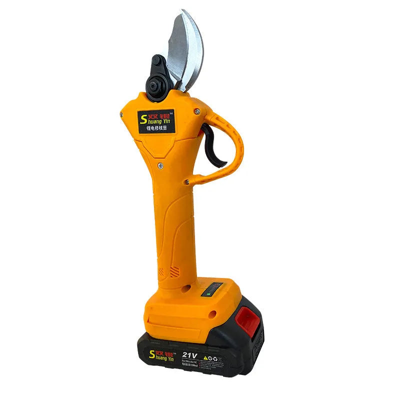 Double Silver SY350 handheld electric garden scissors with lithium batteries for fruit tree branch pruning