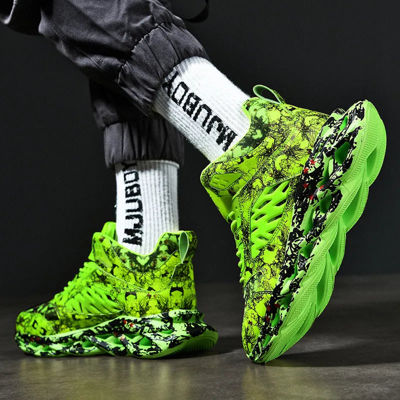 Men's camouflage sports leisure blade old shoes with round toe, low top, rubber sole and front tie in summer style