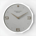 12 inch round minimalist wall clock with mirror finish in Nordic design, showing free perforated mounting system
