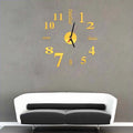 10 inch round DIY acrylic 3D stereo mirror wall clock with quartz movement in silver colour on a white wall