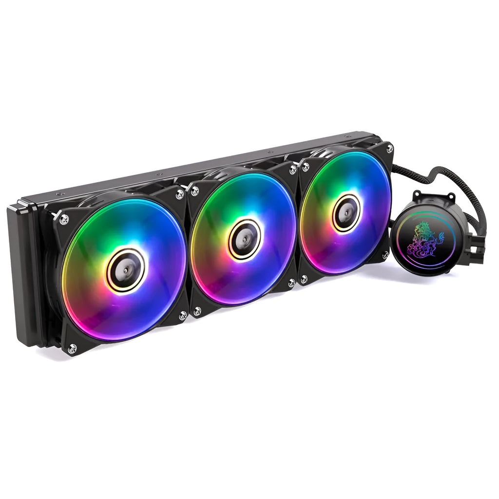 Kirin 240 CPU water cooling radiator with colourful ARGB lighting and 24cm copper-aluminium core