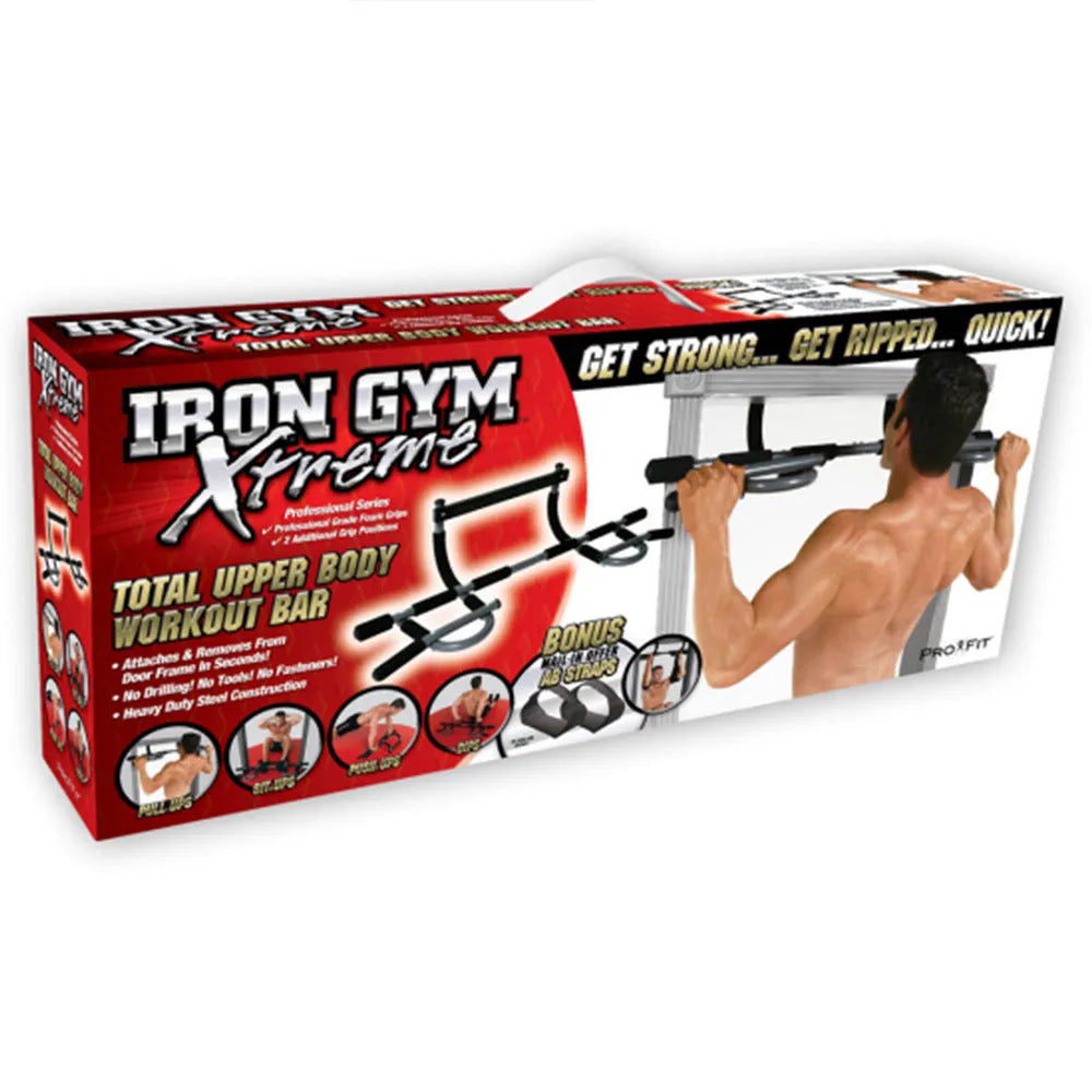 Black steel indoor pull-up bar mounted on wall for fitness training