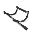 Black steel indoor pull-up bar mounted on wall for fitness training