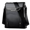 Men's black PU leather casual shoulder bag with zip closure and single strap