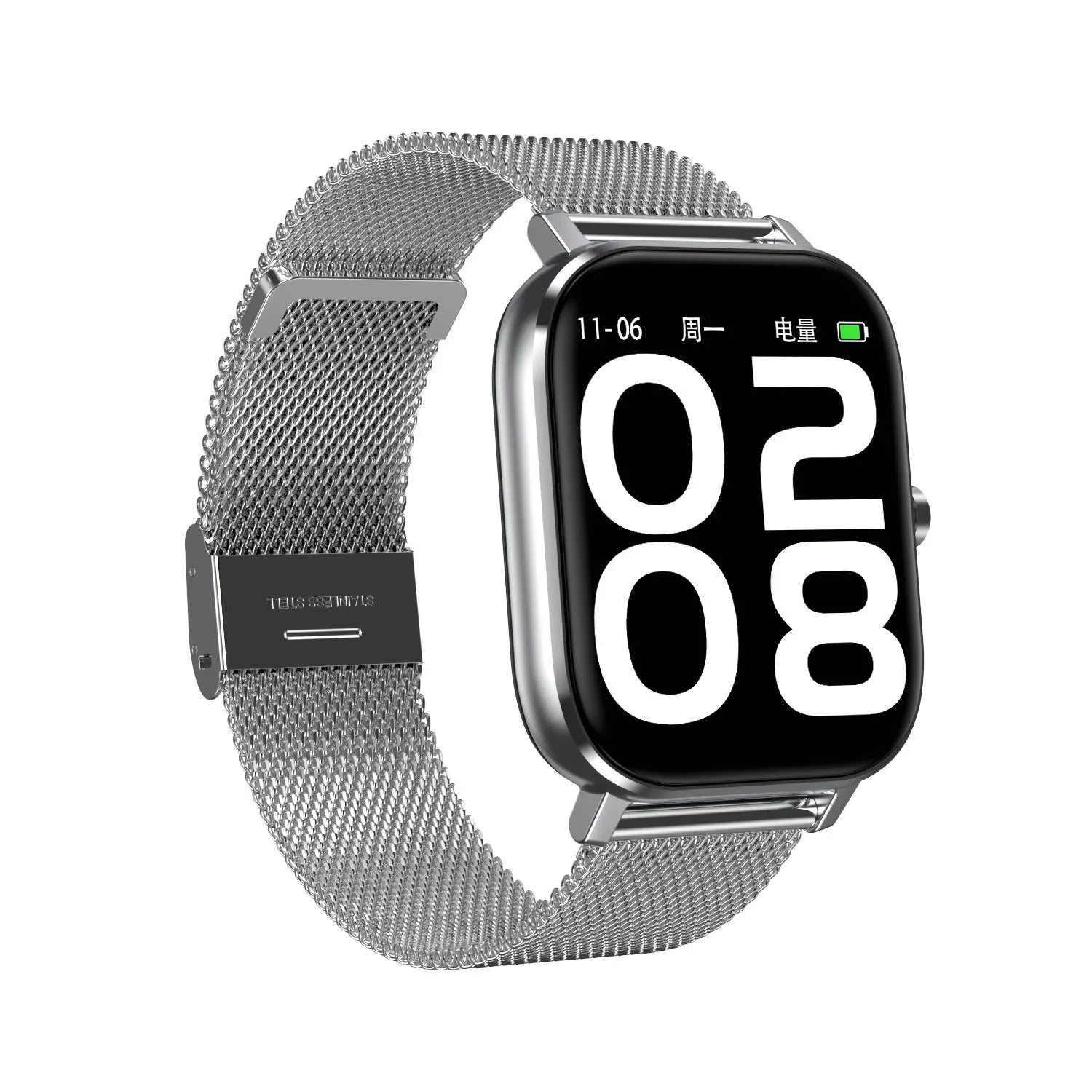 Smart bracelet with ECG monitoring on 1.54-inch tempered glass display with silicone wristband option