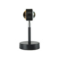 Black USB dual-head sunset rainbow projection table lamp with touch control on bedside table