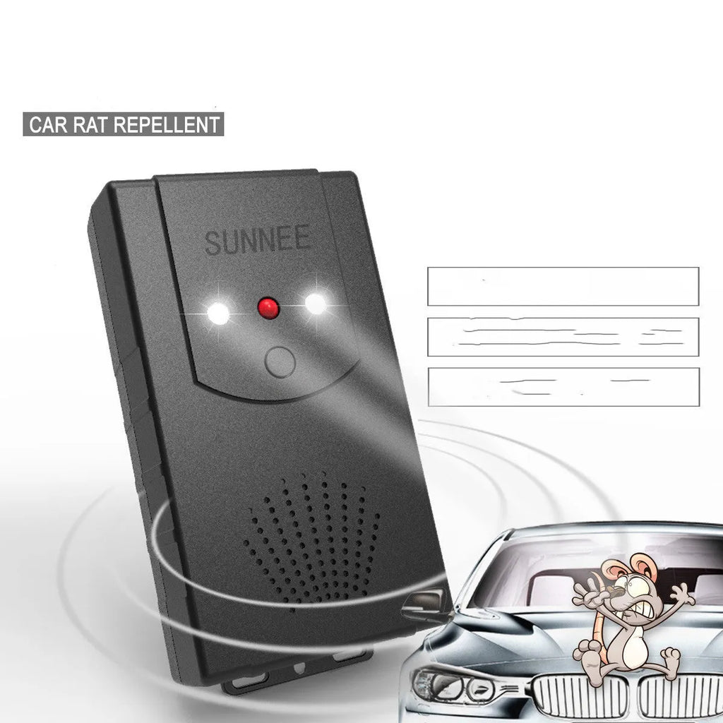 Black car mouse repeller microwave electronic device with square shape, 12.5x6.5x3.2cm