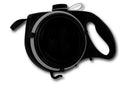 Retractable dog lead in blue, black or red with silicone folding bowl, 22x16x5.5cm