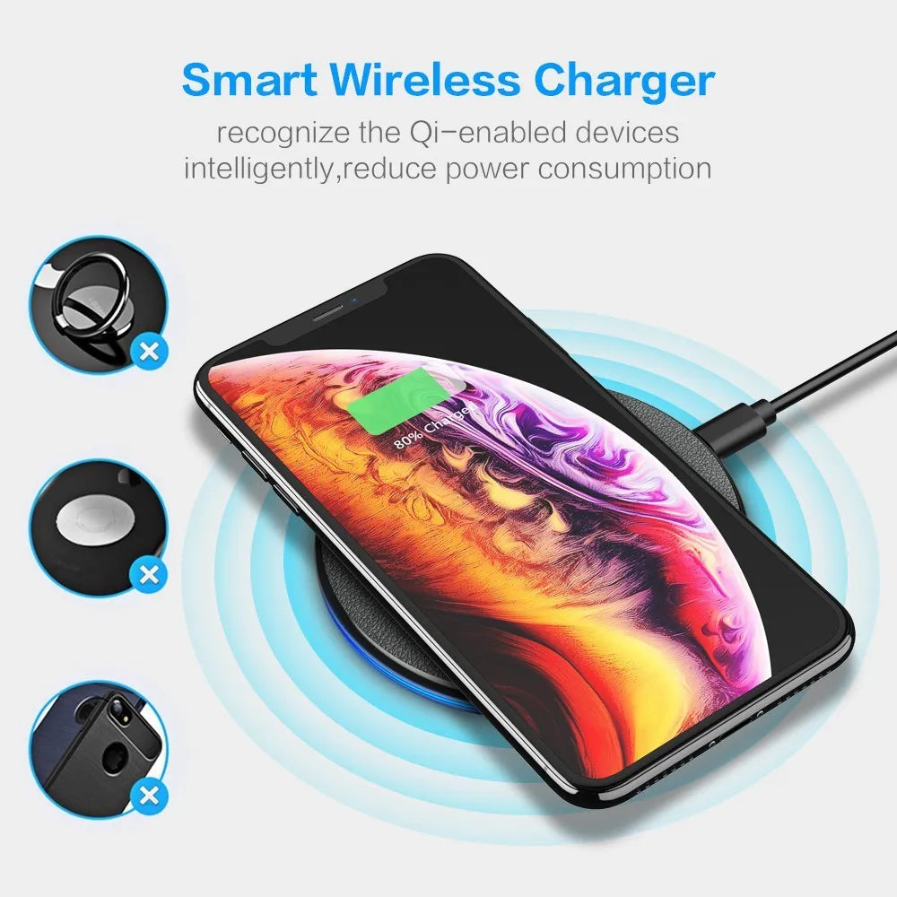 Black metal desk wireless charger for mobile phone with simple design