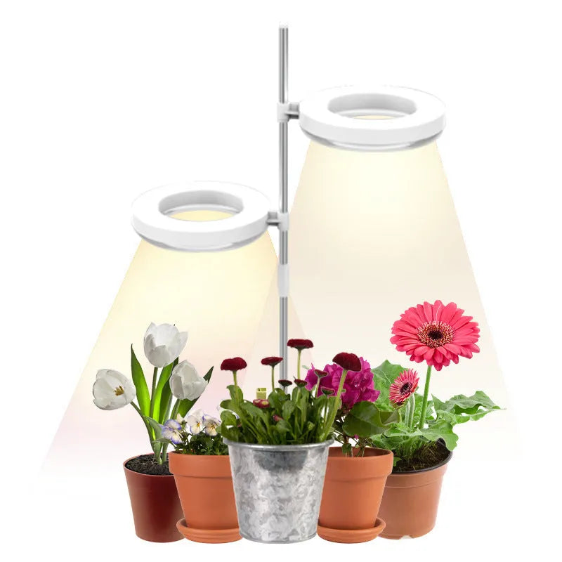 Compact desk plant growth lamp with full spectrum light for indoor plants.