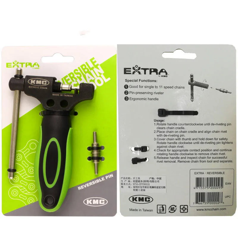 Green steel bicycle chain tool with double shaft chain driver mechanism for chain repair