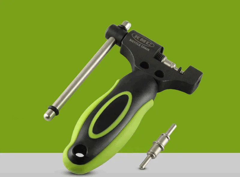 Green steel bicycle chain tool with double shaft chain driver mechanism for chain repair