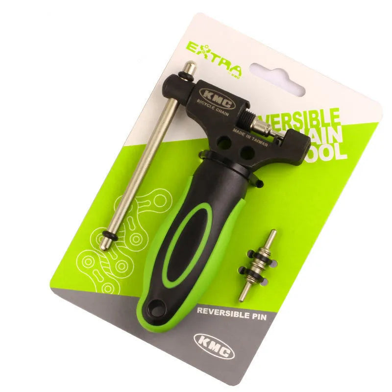 Green steel bicycle chain tool with double shaft chain driver mechanism for chain repair