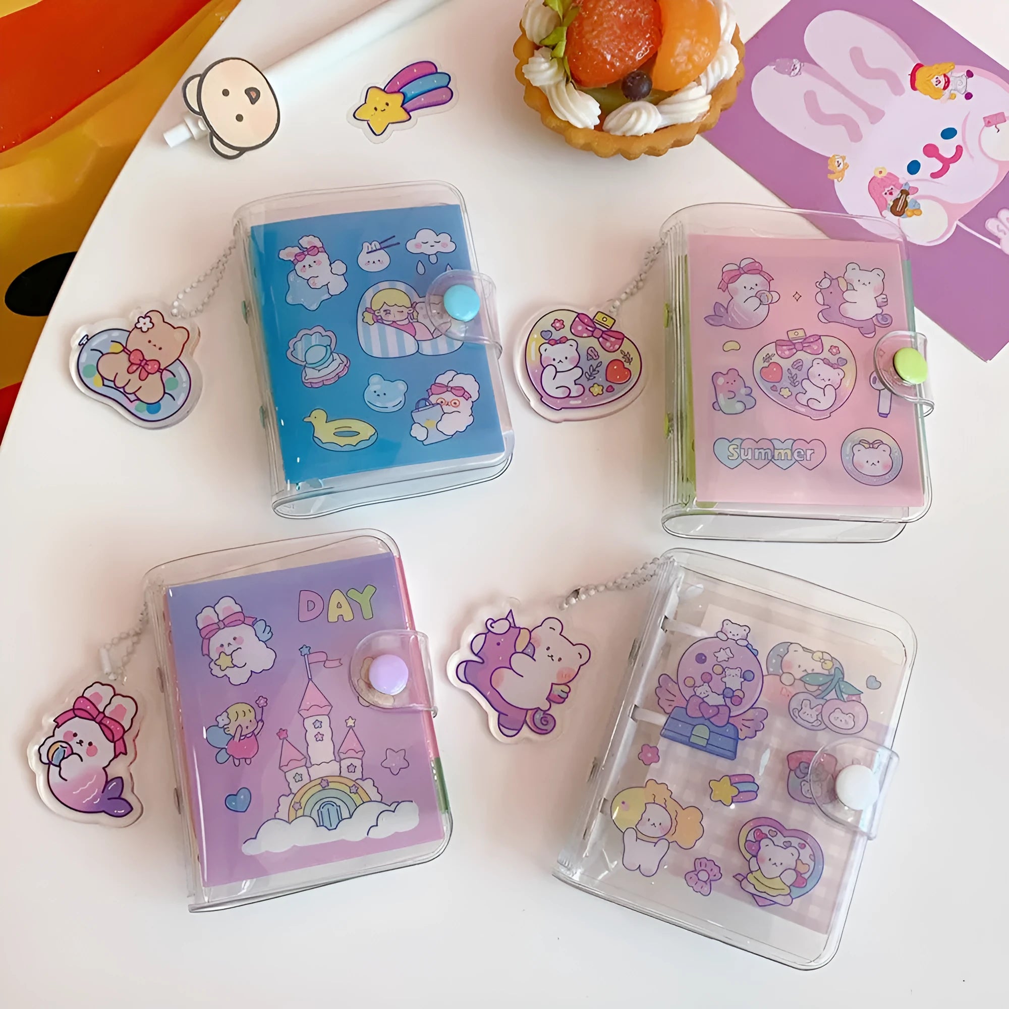 Japanese-style cute girl loose leaf refill paper showing love bear, candy bear, star bunny and rainbow castle patterns