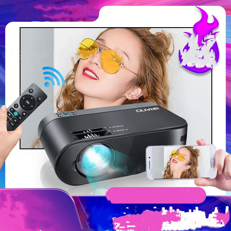 Portable Android projector with AI voice control for wireless mobile phone projection