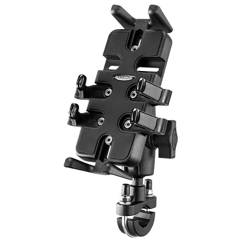 Black nylon motorcycle bicycle electric car phone navigation bracket with U-shaped handlebar clamp