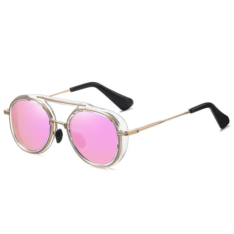 Two-tone polarised sunglasses with metal and plastic frame, black colour option