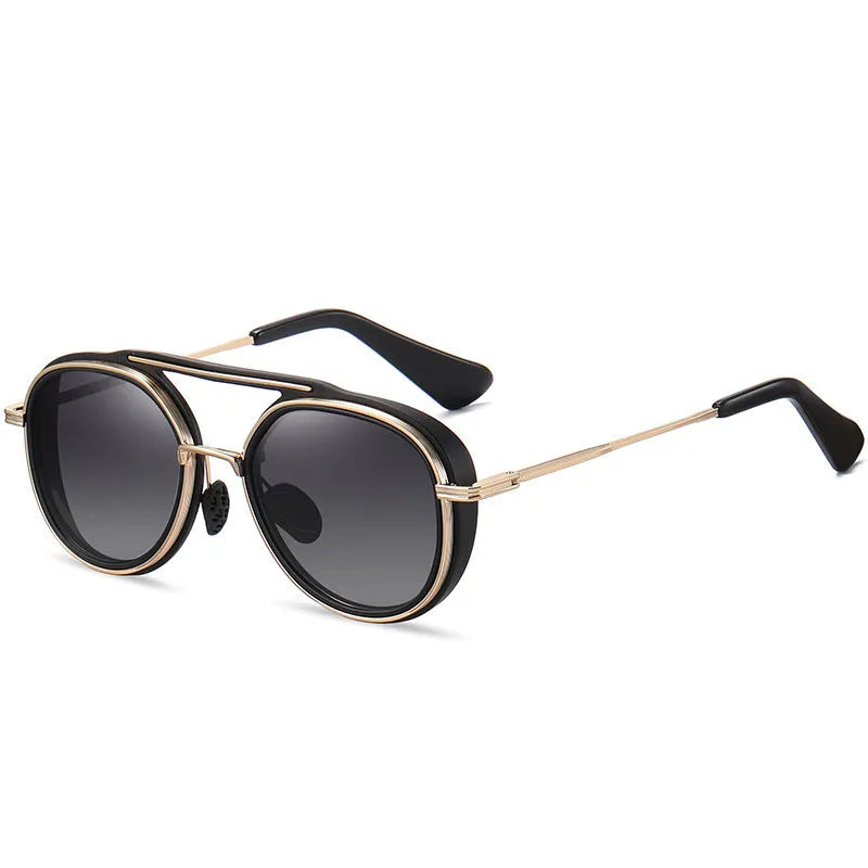 Two-tone polarised sunglasses with metal and plastic frame, black colour option