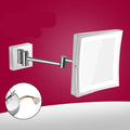 Stainless steel folding makeup mirror in ancient black finish showing 200x200mm size on vanity table