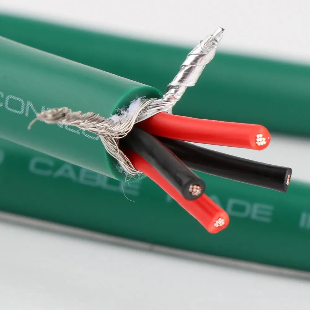 4-core silver-plated copper RCA audio interconnect cable with Budweiser plug, shown at 1 metre length