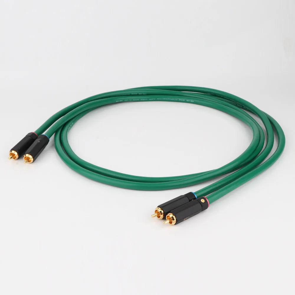 4-core silver-plated copper RCA audio interconnect cable with Budweiser plug, shown at 1 metre length