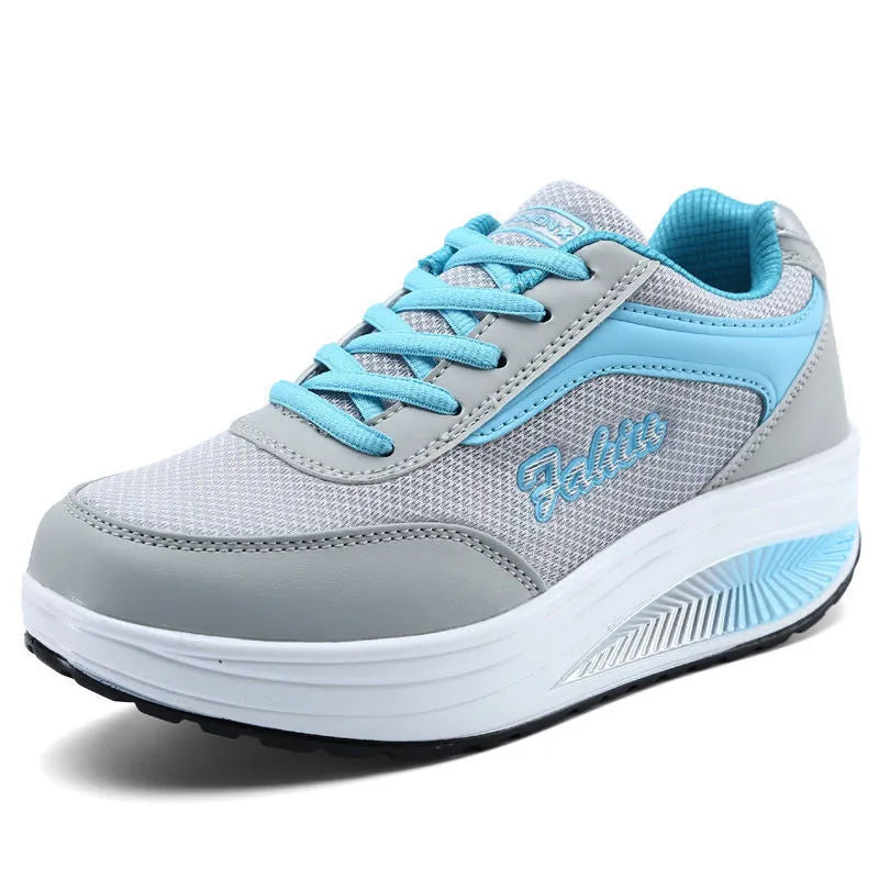 Women's heelless travel sports shoes with middle heel in grey powder colour option