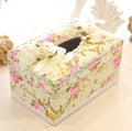 Ceramic jewellery and tissue storage box in bright colour with dual compartments