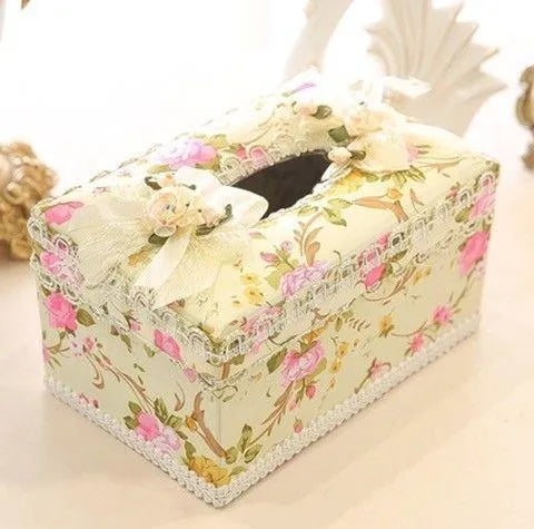 Ceramic jewellery and tissue storage box in bright colour with dual compartments